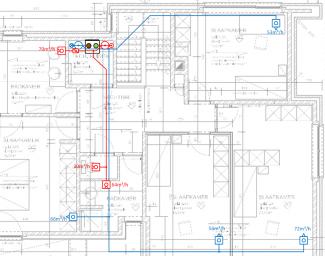 Voorbeeld ventilatieplan grondplan